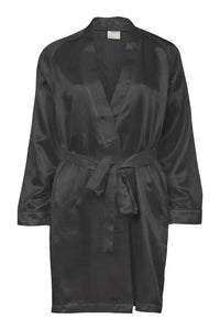 Lady Avenue morgenkåbe sort kort kimono i satin.