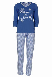 Brandtex nattøj pyjamas i blå med print. KUN STR. S