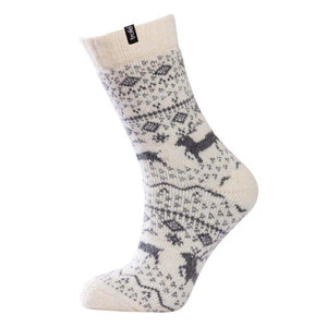 Trofe´ sokker i offwhite med mønster og 45% uld
