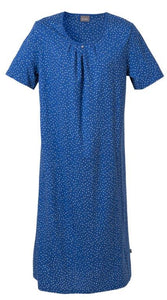 Trofé natkjole lang i blå med mønster.